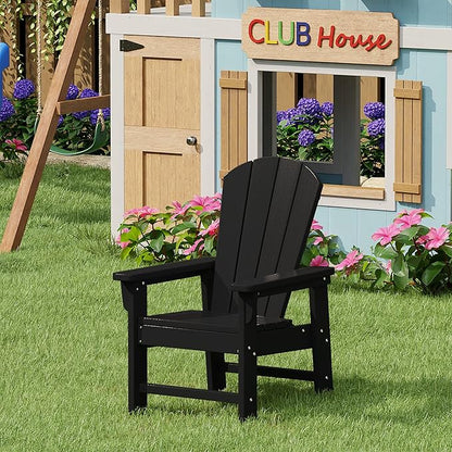 WestinTrends Malibu Kids Outdoor HDPE Adirondack Plastic Patio Chair, Black