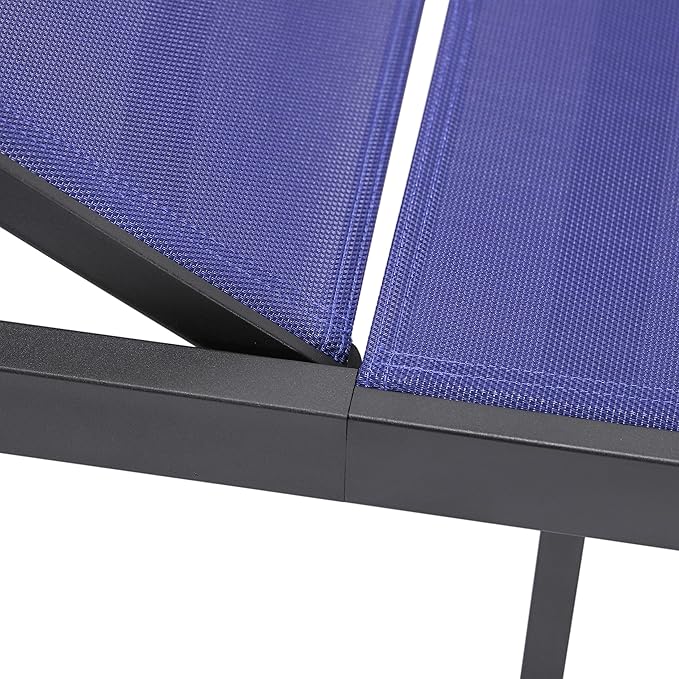 LeisureMod Marlin Aluminum Outdoor Chaise Lounge Chair (Set of 2) - Mesh Sling Fabric Seat Black Aluminum Frame Beach - Photo 8