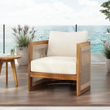 Christopher Knight Home Yunara Patio Club Chair with Cushions, Acacia Wood Lounge Chair Outdoor, Woven Accents - Photo 6