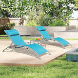 Domi Pool Lounge Chairs Set of 3, Outdoor Chaise Lounge with Side Table - Photo 1