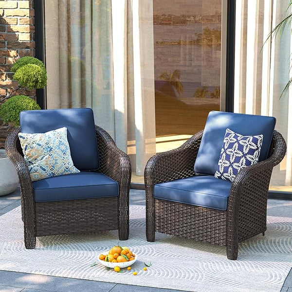 Patio PE Rattan Chairs Set of 2 - Photo 1