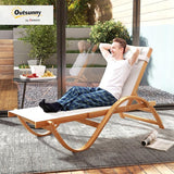 Outsunny Larch Wood Lounge Chair, 4-Level Adjustable Tanning Chair, Full Flat Patio Lounger with Mesh Seat - Photo 2
