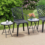Tangkula Round Folding Side Table, 18 Inch Patio Coffee Table with Tempered Glass Tabletop and Metal Frame - Photo 4