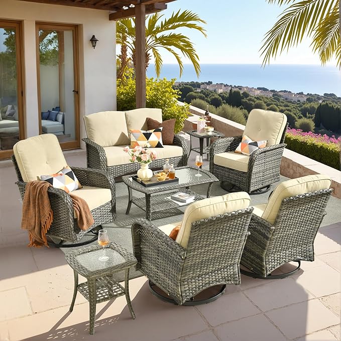 HOOOWOOO Patio Furniture Set, 8 Pieces Outdoor Conversation Set - Photo 1