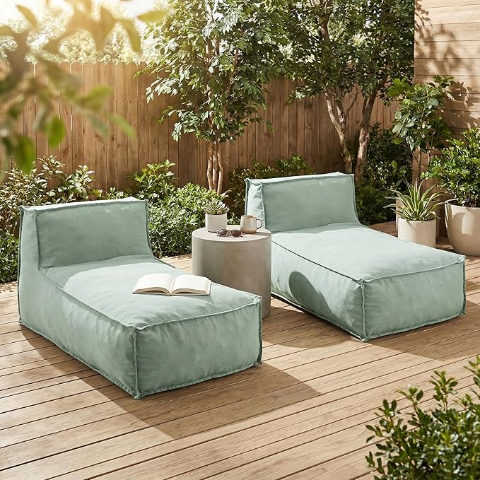 Christopher Knight Home Natty Outdoor Bean Bag Chair Set of 2, Fabric Bean Bag Chair for Adults and Kids - Photo 5