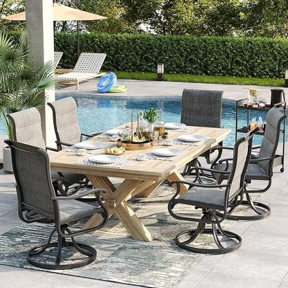 Patio Swivel Chairs Set of 4, Outdoor Dining Chairs with High Back, All-Weather Swivel Rocker Chair for Lawn, Porch or Garden (Padded Dark Grey)