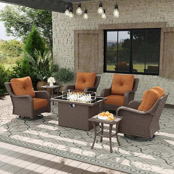 7 Piece Patio Furniture Set with Fire Pit Table - Photo 1