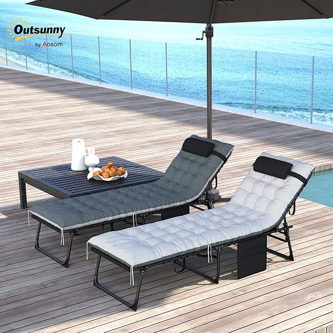 Outsunny Chaise Lounge Chair Outdoor Set of 2, 5-Position Adjustable Outdoor Pool Lounge Chairs - Photo 2