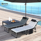 Outsunny Chaise Lounge Chair Outdoor Set of 2, 5-Position Adjustable Outdoor Pool Lounge Chairs - Photo 2