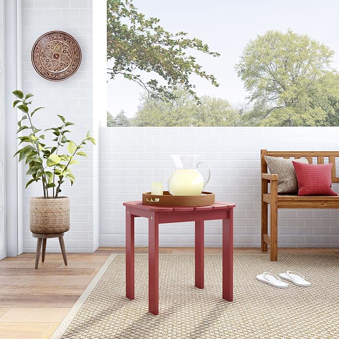 Linon Adirondack End, Red Table, 18.11 x 18.5 x 18.11