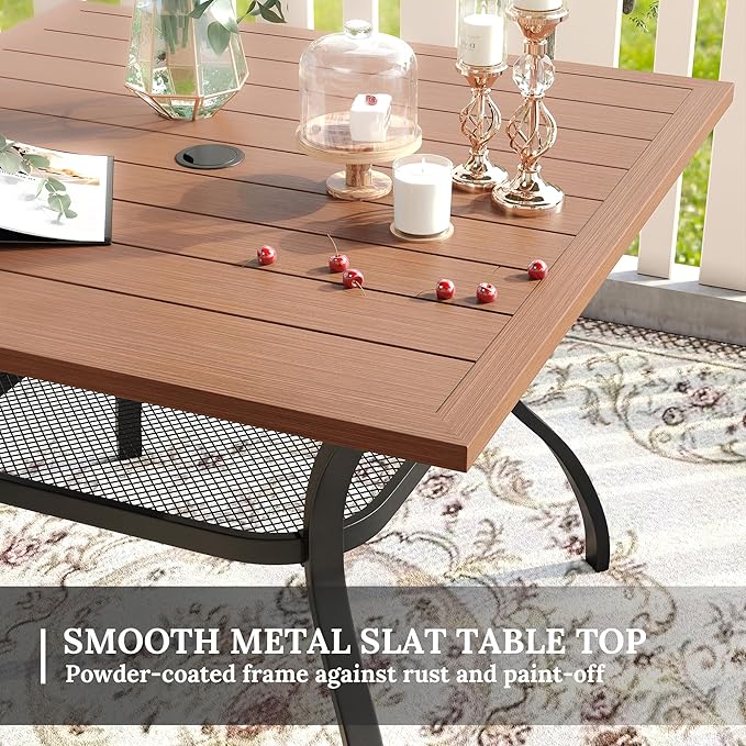 VICLLAX 37.8" Square Outdoor Patio Table, All Weather Metal Outdoor Dining Table for Lawn Garden - Photo 5