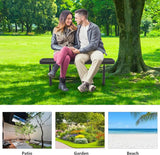 4 Ft Metal Park Benches for Outside, Outdoor Backless Bench with Thermoplastic Coating, Inground Mounted - Photo 7