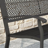 DIFY 50" Outdoor Bench Metal Garden Patio Furniture with Backrest & Slatted Seat for Porch, Park, Lawn, Black - Photo 7