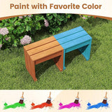 Tangkula Small Wood Outdoor Bench, Patio Backless Bench with Solid Wooden Frame - Photo 7