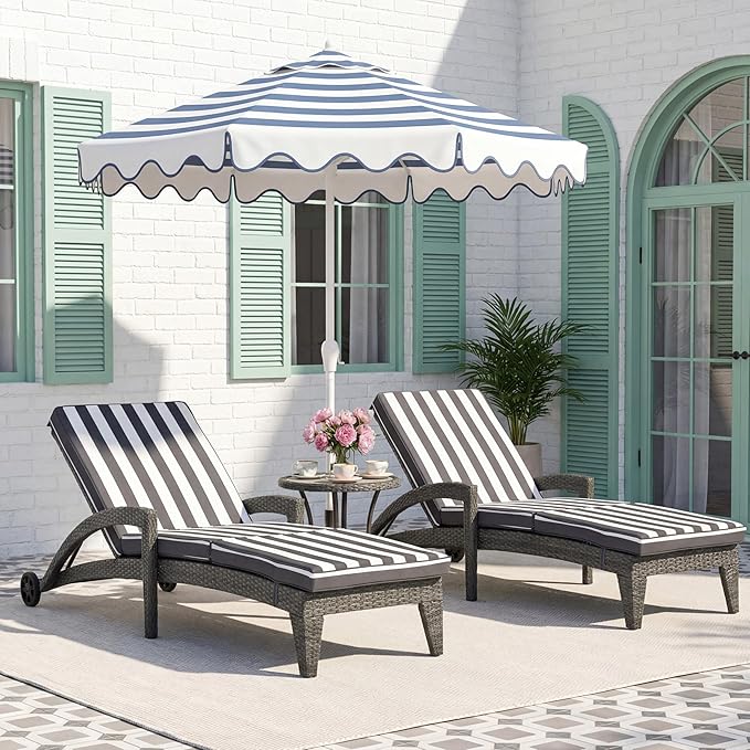 Patio Chaise Lounger Set of 2, Outdoor Lounger Patio Chairs, Heavy Duty Lounge Chairs Outdoor, Chaise Lounges for Resort - Photo 1