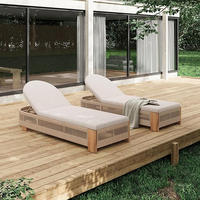 Outdoor Chaise Lounge Set, Patio Chaise Lounge Chairs with Side Table - Photo 5