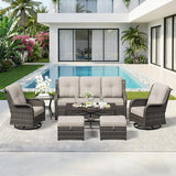 7 Piece Outdoor Wicker Patio Furniture Set, Outdoor Swivel Rocker Patio Chairs Set with Thickened Olefin Cushions - Photo 8