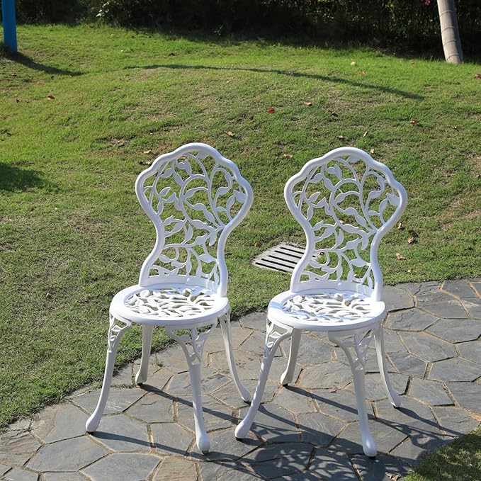 KAILI Rose Garden Cast Aluminum Bistro Chairs, Decorative Outdoor Patio Seating, Set of 2 - Photo 1
