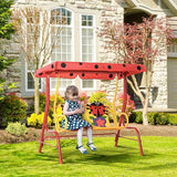 Outsunny Porch Swing for Kids with Adjustable Canopy to Block Sun at Angles, Kids Swing Chair with Seatbelts - Photo 2
