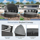 Crownland Outdoor Round Daybed with Retractable Canopy, Patio Daybed with Washable Cushions, Clamshell Sectional Seating - Photo 5