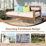 LUMISOL Twin Size Porch Swing Daybed Frame, Garden Porch Swing Bench Chair with 4 Hanging Ropes for Backyard Outdoor - Photo 6