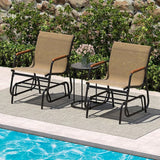 Giantex Outdoor Glider, Swing Rocking Chair with Breathable Fabric Seat, Curved Teak Wood Armrests and Metal Frame - Photo 7