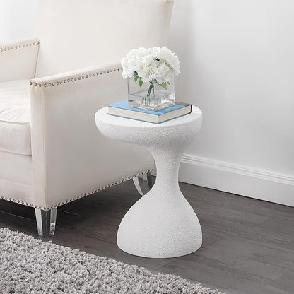 JONATHAN Y TBL1110C Boracay 19.75" Modern Minimalist Indoor/Outdoor Resin Drink Table, Pedestal, Contemporary, Mid-Century, Art Deco, Bohemian, Patio, Garden Room, Bathroom, Living Room, Frosted White