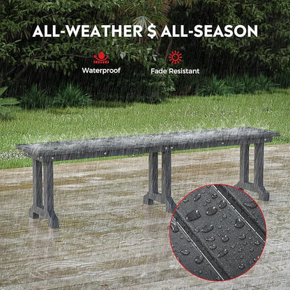 Costaelm Outdoor Benches Weatherproof, Park Long Bench Poly Lumber Backless for Entryway Front Porch Garden Bench Seat for Patio, Gray