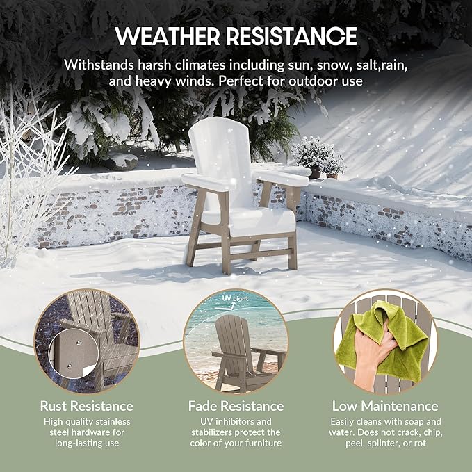 WestinTrends Dylan Outdoor Patio Shell-Back Adirondack Dining Chair Weather Resistant Weathered Wood