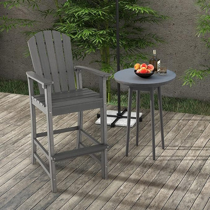 Giantex Outdoor HDPE Bar Stool, Tall Adirondack Chair with Armrests and Footrest, 30 Inches Counter Height Bar Stool for Garden, Backyard, Weather Resistance, Easy Maintenance (1, Gray)