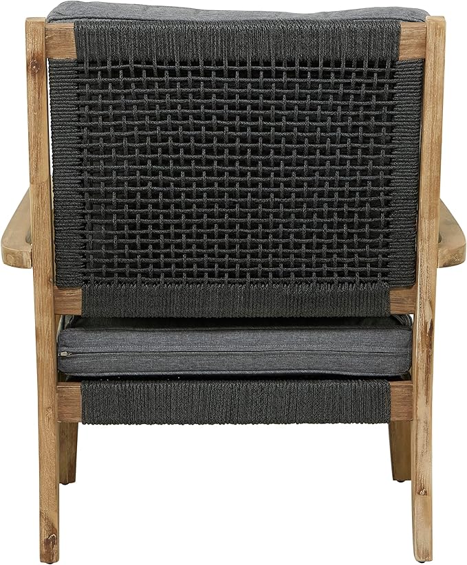 Deco 79 Wood Outdoor Chair with Cushions, 27" x 26" x 35", Dark Gray - Photo 7