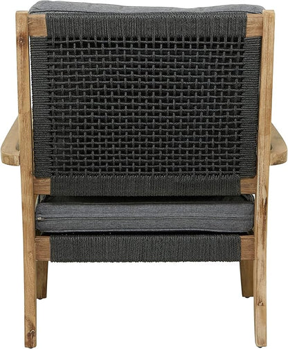 Deco 79 Wood Outdoor Chair with Cushions, 27" x 26" x 35", Dark Gray