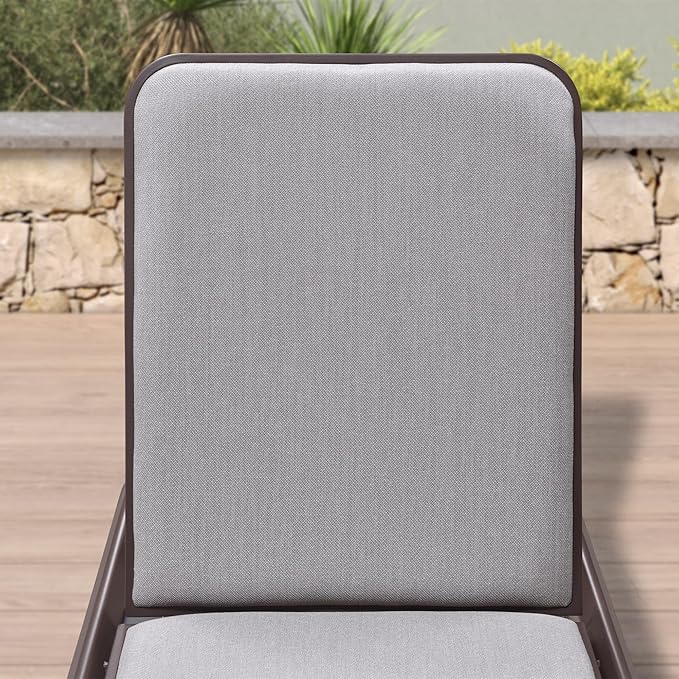 PURPLE LEAF One Piece Chaise Lounge Patio Chair Recliner Outdoor for Patio Poolside Balcony Slide-Out Side Table with Cushion Adjustable Backrest Coffee