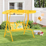 Costzon Kids Porch Swing, All-Weather Patio Swing Bench Hammock w/Adjustable Canopy & Safety Belts for 2 Children - Photo 7