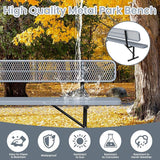 8ft Park Bench with Backrest, Gray Heavy Duty Outdoor Metal Bench Weatherproof Steel Long Playground Bench Seats - Photo 6