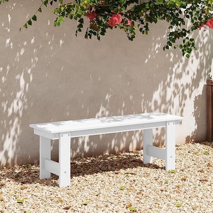 WestinTrends Ashore Outdoor HDPE 48" Modern Backless Patio Bench, White