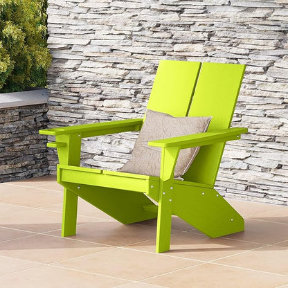 WestinTrends Riviera Outdoor HDPE Modern Adirondack Chair with Cup Holder, Lime
