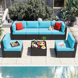 Vongrasig 7 Pieces Patio Furniture Sets, Outdoor All-Weather Wicker Patio Conversation Sets - Photo 1