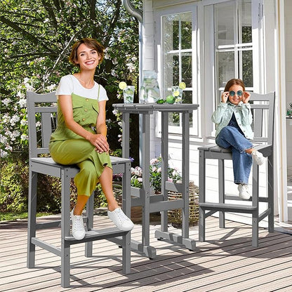 nalone Outdoor Bar Stool, HDPE Tall Adirondack Chair Bar Chair, Weather Resistance Bar Height Chairs for Balcony, Garden, Yard, Backyard (Grey, Bar Chair)