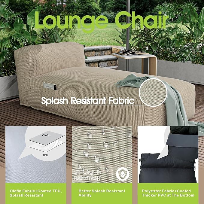 Outdoor Bean Bed Chair Sun Lounger, Outdoor Couch Sofa for Patio & Pool, Foam Filling Day Bed Furniture - Photo 3