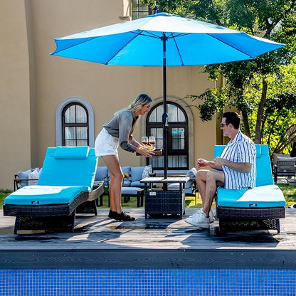 Sundale Outdoor Chaise Lounge Set of 4, Wicker Patio Lounge Chairs for Outside, Adjustable Chaise Loungers with Cushions & Pillows for Deck, Indoor, Yard - Steel, Aruba
