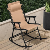 Best Choice Products Outdoor Folding Rocking Chair, Zero Gravity Lounge Chair, Patio Rocker w/Headrest Pillow - Beige - Photo 2