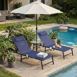 Foldable Outdoor Lounge Chairs Set of 4, No Assembly Chaise Lounge Outdoor with Cup Holder and 6 Adjustable Positions - Photo 2