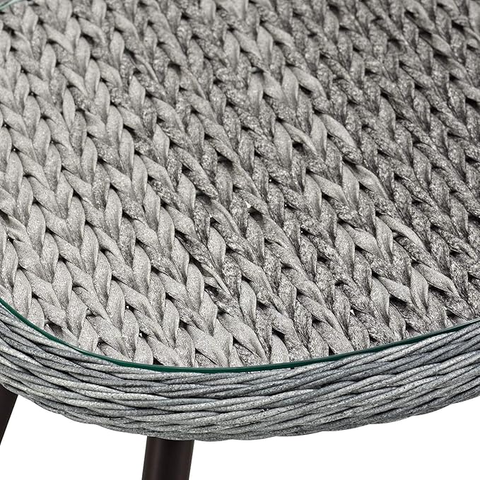 Modway Endeavor Wicker Rattan Aluminum Glass Outdoor Patio Side End Table in Gray