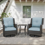 3 Piece Outdoor Wicker Patio Furniture Set, Swivel Rocker Patio Chairs Set with Thickened Olefin Cushions - Photo 1