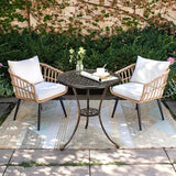 24" Outdoor Side Table with 2" Umbrella Hole Round Small Patio Bistro Tables Indoor End Plant Coffee Tea Table for Yard - Photo 7