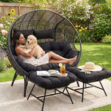 NICESOUL Luxury Double Egg Chair with Footrest & Cushions, Two Person Wicker Eggshell Chair Large with Ottoman - Photo 4