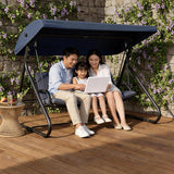 3-Seat Outdoor Convertible Swing Glider with Adjustable Canopy, 2-in-1 Bench to Flat Bed, Removable Cushions - Photo 1