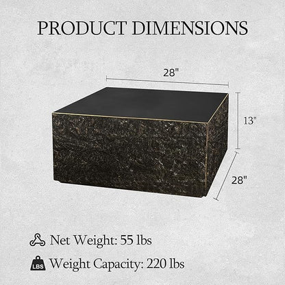 UPHA 28" Square Outdoor Coffee Table, Modern Hollow Concrete Patio Table, Small Minimalist Low Accent Table for Living Room, Balcony, Deck, Backyard, Bronze