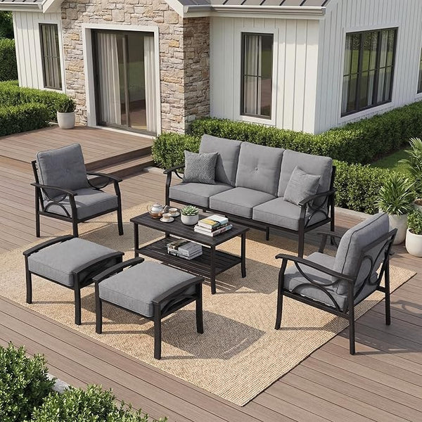 RoyalCraft Outdoor Patio Furniture Set, 7 Seats Outdoor Patio Set with 4" Thick Cushion - Photo 1